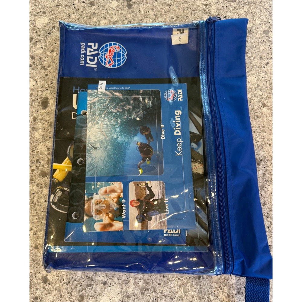 PADI Open Water Diver Manual Kit with Log Book, Dive Computer Guide & Blue Case